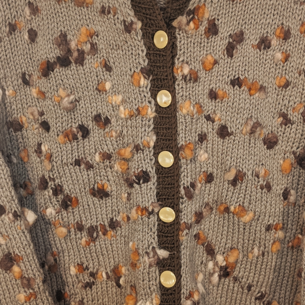 Vintage handmade brown popcorn knit cardigan - Picture 4 of 5